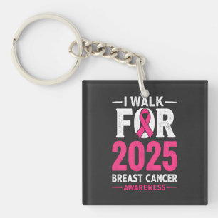 I Walk For 2025 Breast Cancer Men's Basic T-Shirt Key Ring