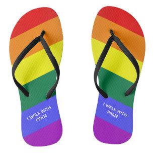 "I Walk With Pride" Rainbow Gay Pride Flag Thongs