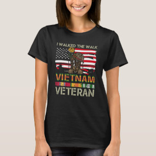 I Walked The Walk Vietnam Veterans American Flag T-Shirt