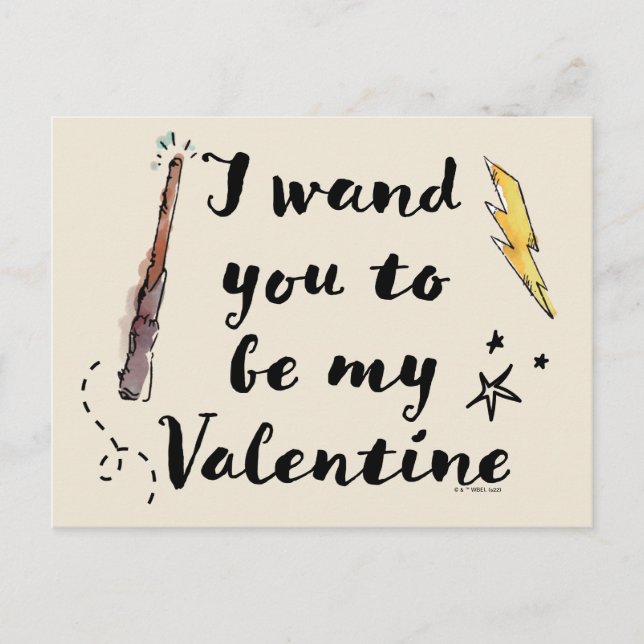 I Wand You To Be My Valentine Postcard (Front)