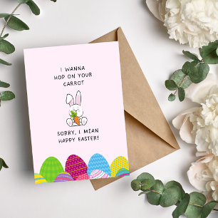 I Wanna Hop on Your Carrot Funny Happy Easter Holiday Card