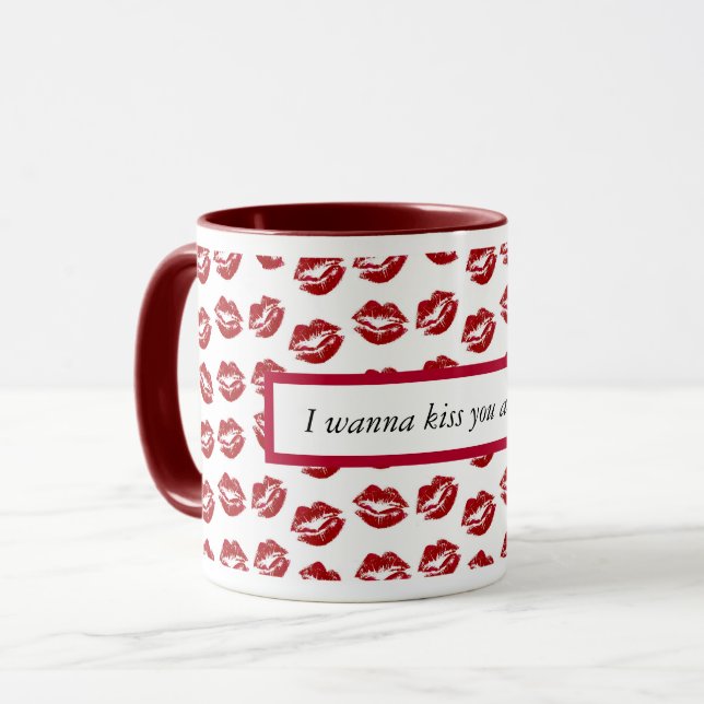 I wanna Kiss You All Over Lipstick Kiss Mug (Front Left)