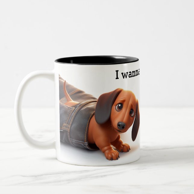 I Wanna Pet That Dog Two-Tone Coffee Mug (Left)