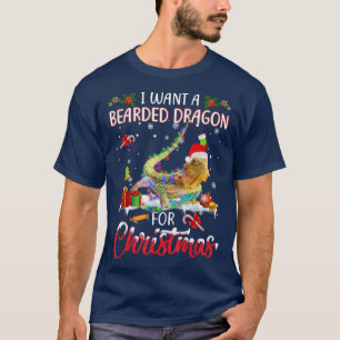 I Want A Bearded Dragon For Christmas Xmas Lights T-Shirt