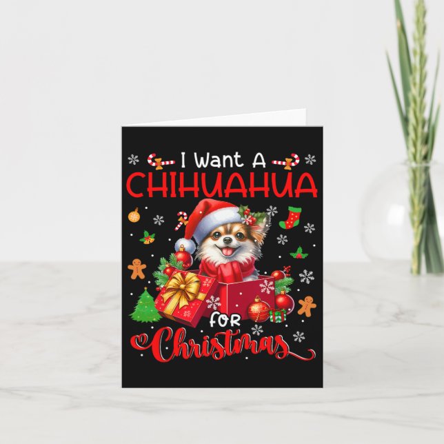 I Want A Chihuahua For Christmas Owner Santa Dog I Card (Front)