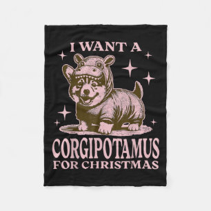 I Want A Corgitamus For Christmas Funny Corgi Chri Fleece Blanket