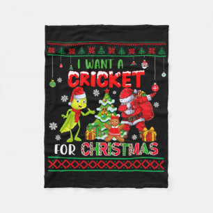 I Want A Cricket For Christmas Dabbing Santa Crick Fleece Blanket