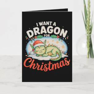 I Want A Dragon For Christmas Santa Lights Xmas Card