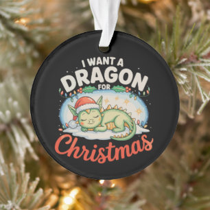 I Want A Dragon For Christmas Santa Lights Xmas Ornament