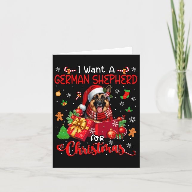 I Want A German Shepherd For Christmas Santa Dog I Card (Front)