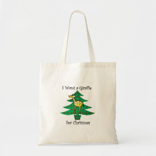I want a giraffe for christmas tote bag