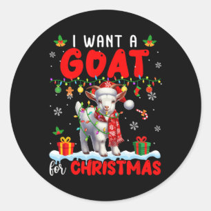 I Want A Goat For Christmas Santa Goat Farmer Ranc Classic Round Sticker