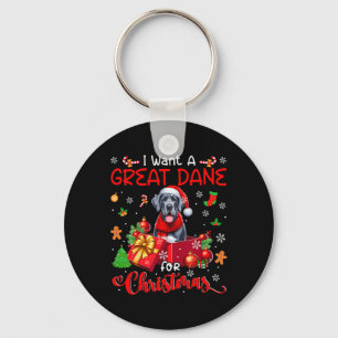 I Want A Great Dane For Christmas Owner Santa Dog  Key Ring
