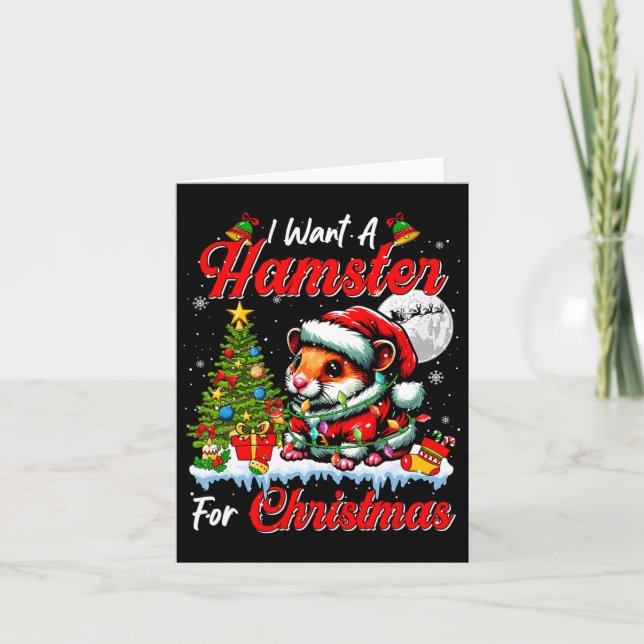 I Want A Hamster For Christmas Cute Santa Sungles  Card (Front)