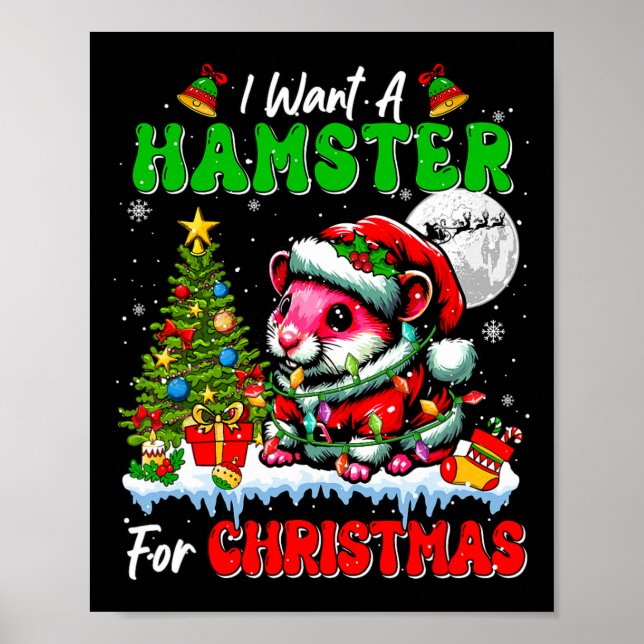 I Want A Hamster For Christmas Santa Sungles Flora Poster (Front)