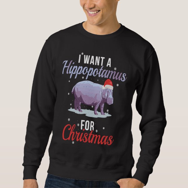 I Want A Hippopotamus for Christmas Baseball Sweatshirt (Front)