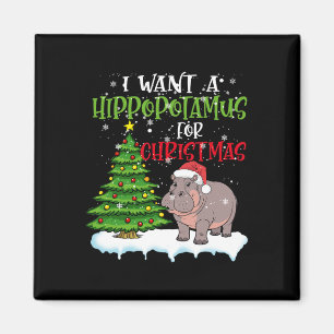 I Want A Hippopotamus For Christmas Cute Christmas Magnet