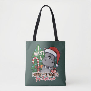 I Want a Hippopotamus for Christmas Hippo Family Tote Bag