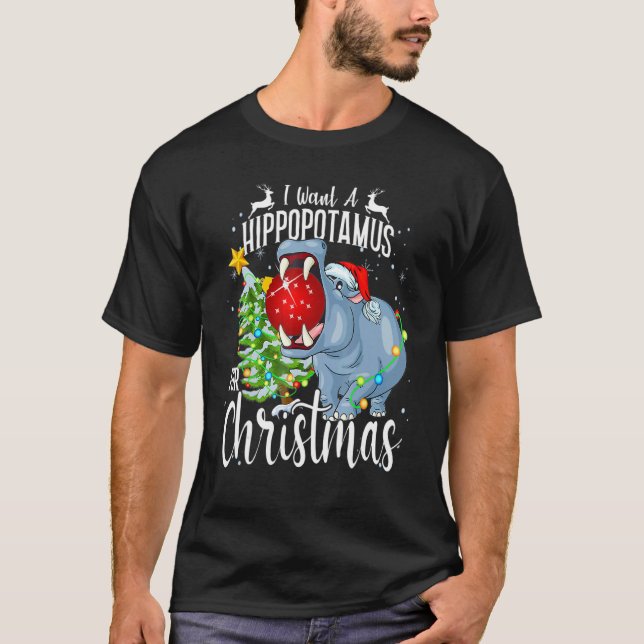 I Want A Hippopotamus For Christmas  Hippo Pajamas T-Shirt (Front)