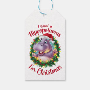 I Want A Hippopotamus For Christmas Xmas Hippo  Gift Tags