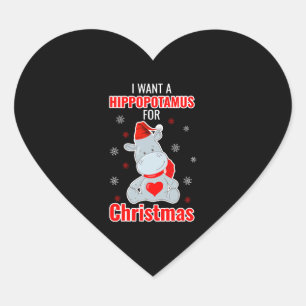 I Want A Hippopotamus For Christmas - Xmas Hippo Heart Sticker