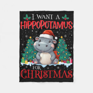 I Want A Hippopotamus For Christmas Xmas Hippo Kid Fleece Blanket