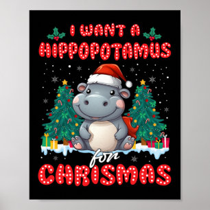 I Want A Hippopotamus For Christmas Xmas Hippo Kid Poster