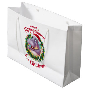 I Want A Hippopotamus For Christmas Xmas Hippo  Large Gift Bag
