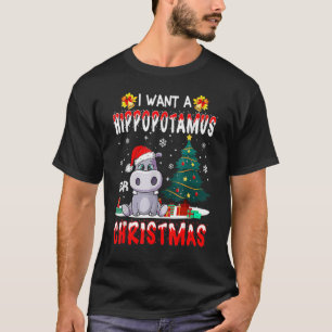I Want A Hippopotamus For Christmas Xmas Hippo Paj T-Shirt