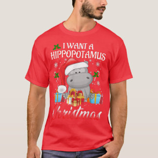 I Want A Hippopotamus For Christmas Xmas Lights Sa T-Shirt