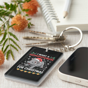 I Want A Hippopotenuse For Christmas Math Teacher Key Ring