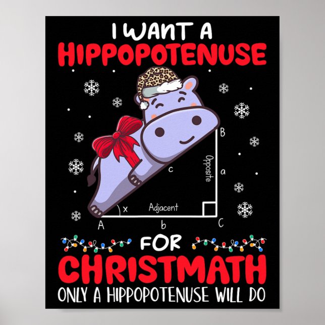 I Want A Hippopotenuse For Christmath Math Teacher Poster (Front)