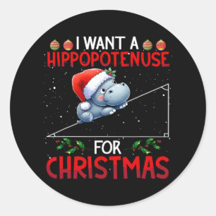 I Want A Hippotenuse For Christmas Teacher Math Cu Classic Round Sticker
