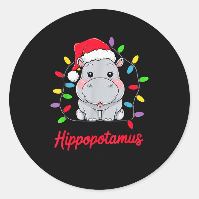 I Want A Hiptamus For Christmas Xmas Hip Lover Fun Classic Round Sticker (Front)