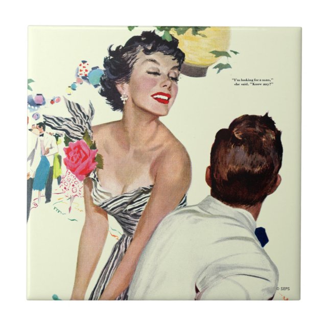 I Want a Man 2 Ceramic Tile (Front)