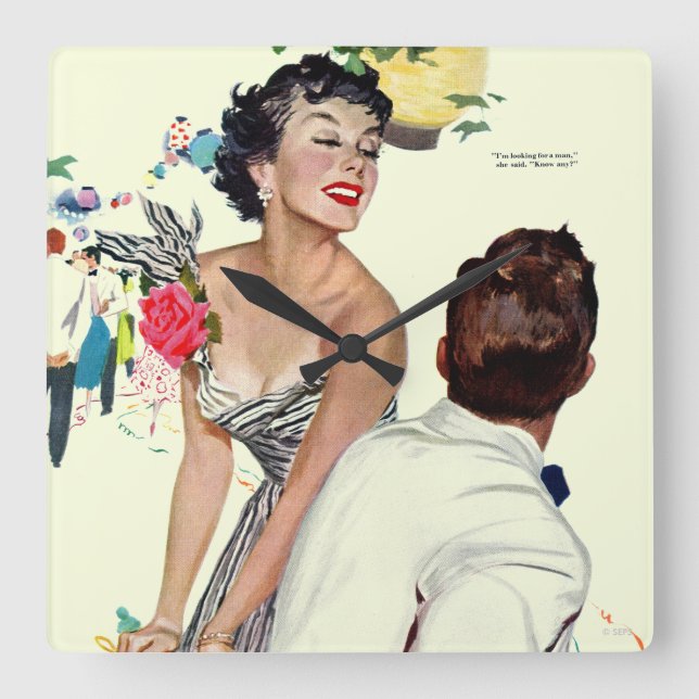 I Want a Man 2 Square Wall Clock (Front)