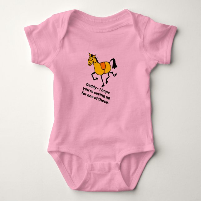 I Want a Pony Cute Cartoon Baby Bodysuit (Front)