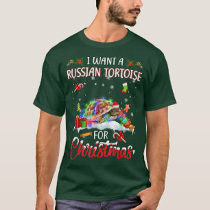 I Want A Russian Tortoise For Christmas Xmas Light T-Shirt
