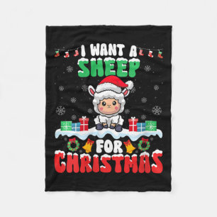 I Want A Sheep For Christmas - Sheep Lover Santa X Fleece Blanket