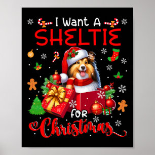 I Want A Sheltie For Christmas Owner Santa Dog In Poster