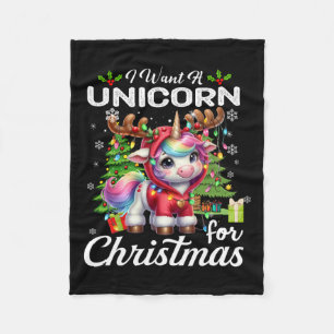 I Want A Unicorn For Christmas Cute Gifts Xmas Cos Fleece Blanket