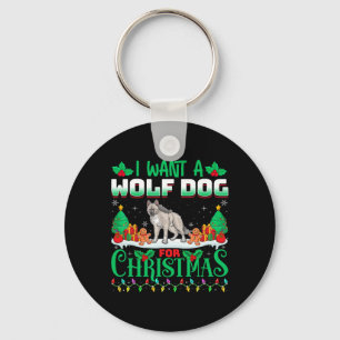 I Want A Wolfdog For Christmas Snow Wolf Lover Xma Key Ring