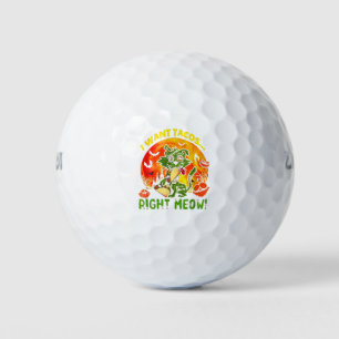 I Want Acos Right Now Meow Halloween Cat Scary Zom Golf Balls