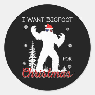 I Want Bigfoot For Christmas Sasquatch American Fl Classic Round Sticker