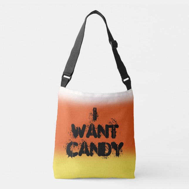 "I Want Candy" Candy Corn Crossbody Bag (Front)