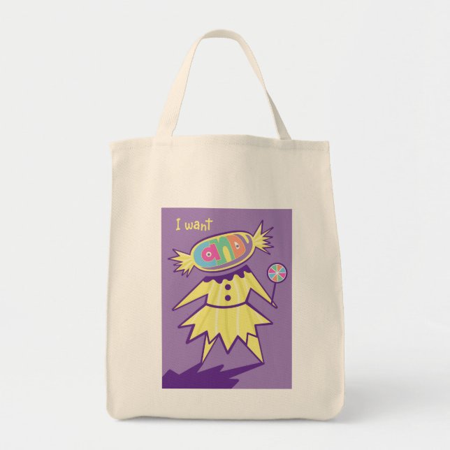 I Want Candy Sweet Tooth Tote Bag (Front)