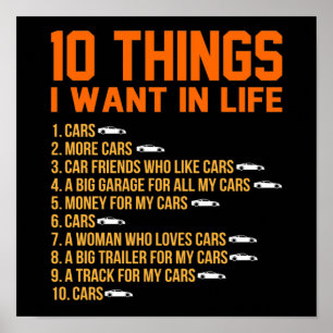 I Want Cars In Life Mechanic Auto Mechanics Work Poster