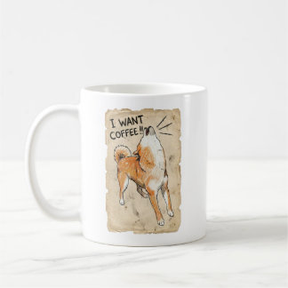 I Want Coffee – Screaming Shiba Inu Vintage Sketch Mug