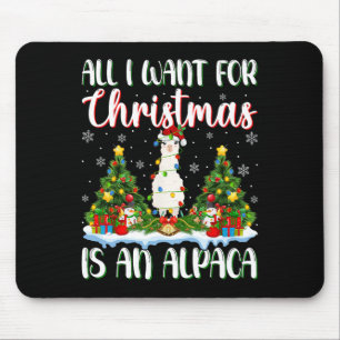 I Want For Christmas Is A Alpaca Xmas Tree Lights  Mouse Pad