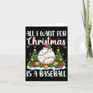 I Want For Christmas Is A Baseball Xmas Tree Light Card